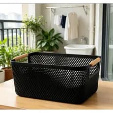 Cesto Organizador de Bambu Multiuso com Alças Resistentes | Perfeito para Casa e Banheiro