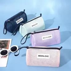 Necessaire de Malha Transparente Multiuso - Leve e Resistente para Praia e Viagem