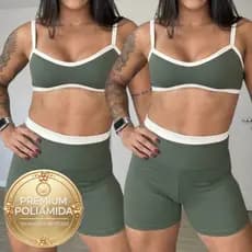 Kit 2 Conjunto Fitness Feminino com Top e Calça Esportiva, Perfeito para Treinos em Tecido Premium