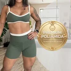 Conjunto Fitness Feminino Academia Top Ajustável e Short Poliamida Premium Conforto Treino