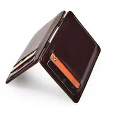 Nova Carteira Fina Vertical Masculina Mágica Pequena PU Couro Elástico Faixa Bolsa Mini Porta Cartão De Identificação Só