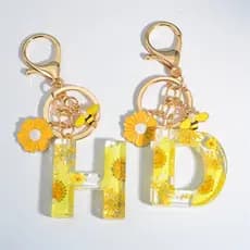 Porta-Chaves Fofo Little Bee Daisy Pétalas Amarelas Preencher 26 Cartas Moda Acessórios Para Mulheres Carros Femininos