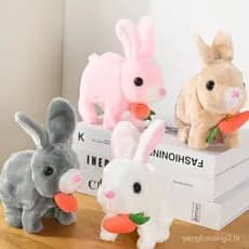 Brinquedo Bichinho Coelho Pelúcia Coelhinho Elétrico Infantil Para Caminhar e Pular