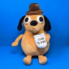Brinquedo De Pelúcia Flexível This Is Fine Meme/Cachorro/Café Para Presente De Aniversário