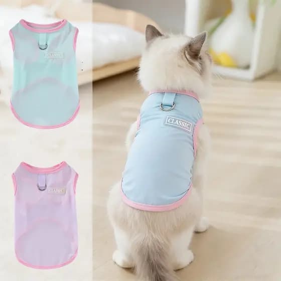 Colete De Resfriamento Para Cães De Estimação De Verão , Seda Gelada , Respirável , Roupas De Malha De Secagem Rápida Pe