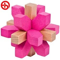 Cadeado Colorido em Forma de Flor de Ameixa, Cadeado de Madeira de Faia, Quebra-Cabeça de Madeira, Quebra-Cabeça Educaci