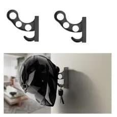 Kit 2 Suportes PRETO Para Pendurar Capacete Acessórios Chave De Parede Gancho TOP