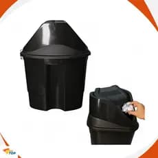 Lixeira De Canto 36 Litros Grande Tampa Basculante Lixo De Quintal Externo Preto Resistente Are