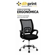 Cadeira Ergonômica Escritório Giratória Regulável Com Apoio Lombar Mesh Preta