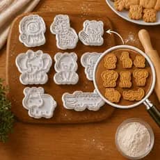 Kit Cortador + Carimbo Biscoito Animais Infantil Safari Fazendinha Molde Pasta Americana Confeitaria