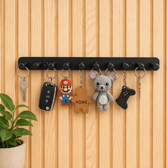 Porta Chaves de Parede 10 Ganchos Organização Decoração Funcional Design Moderno Estável Ambiente Casa