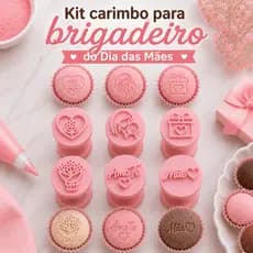 Kit 6 Carimbos Para Brigadeiro Dia das Mães Decorar Doces Confeitaria Carimbo Personalizado  2.