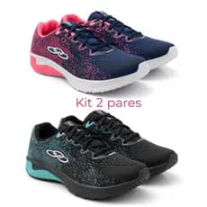 Kit 2 Pares Tênis Feminino Academia Unissex Leve Confortável Resistente Esportivo Casual Moda