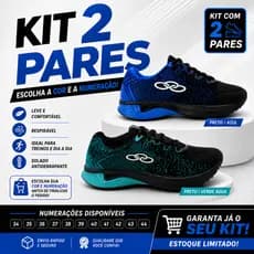 Kit 2 Pares Tênis Masculino Treino Academia Esportivo Corrida Caminhada Confortável Leve Resistente