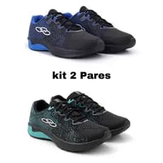 Kit 2 Pares Tênis Masculino Treino Academia Corrida Caminhada Confortável Leve Resistente Lançamento