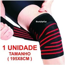 Faixa Elástica Joelheira de Compressão 195cm Agachamento Powerlifting Lpo Musculação Fitness Corrida Bike Volei Basquete