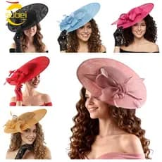 Chapéus Fascinator Femininos SUBEI , Chapéu Vintage De Aba Larga Para Festa De Chá , Elegante Com Faixa Cabeça De Casame