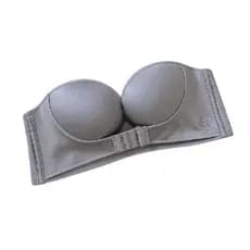 Sutiã push-up invisível sem alças – fecho frontal, adesivo e antiderrapante, design com costura traseira