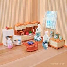 Floresta Animal Família Casa De Bonecas Móveis Conjunto Cozinha Mini Geladeira Bakeware Simulação Comida Brinquedos