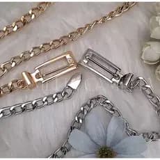 Cinto Feminino Corrente Fivela Retangular Moda blogueira