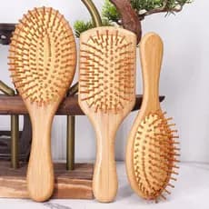 Escova Cerdas Naturais Bambu – Desembaraça Rápido, Massageia o Couro Cabeludo e Reduz o Frizz