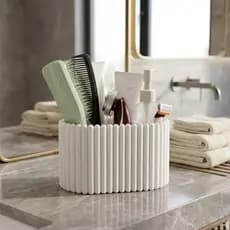 Organizador de Banheiro Branco Moderno e Luxuoso Porta Escovas