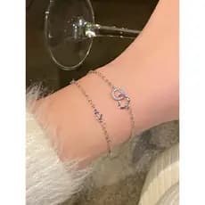 Pulseira banhada a prata de cobre estilo meninas círculo fivela amor pulseira luz luxo nicho zircão pulseira requintada