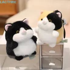 Chaveiro De Pelúcia De Gato LACTHRE , Pingente Com Design Gordinho De Textura Fofa , Formato Redondo