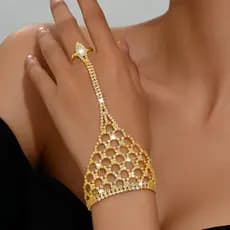 Pulseira e anel de diamantes para mulher, dois em um, um presente de Natal para uma namorada.