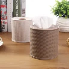 Tubo de tecido de rattan de imitação doméstica, tubo de papel de tecido, rolo de papel, tubo de guardanapo redondo, caix