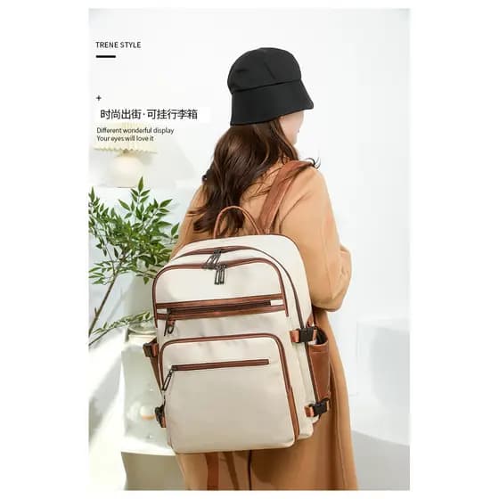 Bolsa feminina Casual mochila PU elegante All-Match mochila de computador de viagem de grande capacidade