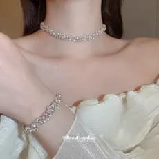 [708] Novo estilo brilhante e elegante colar com pulseira requintada