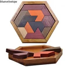 BLUEVELVETQW Brinquedos Educativos Hexagonal Para Crianças Adultos Tangram Board