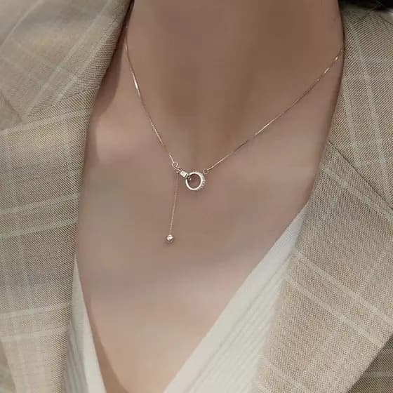 S925 prata esterlina anel colar simples moda feminina jóias presente