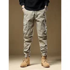 Street Wear macacão masculino primavera outono estilo fino-ajuste em linha reta ins zíper decoração calças casuais outon