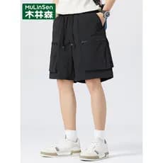 Mulinsen macacão Shorts masculino verão novo estilo na moda esportes Casual solto All-Match perna larga estilo fino cinc