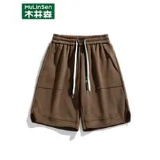 Mulinsen calças cortadas de seda gelo masculinas 2024 novo estilo verão solto em linha reta estilo fino estiramento espo
