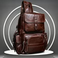 Bolsa de peito masculina de couro genuíno, bolsa mensageiro de grande capacidade, bolsa de ombro grande, primeira camada