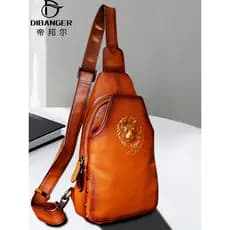 Bolsa de peito de couro genuíno bolsa mensageiro de ombro masculina primeira camada mochila de peito de couro bolsa Cros