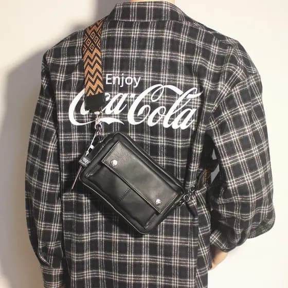 Threebox novo estilo na moda masculina Casual bolsa de ombro versão coreana couro Crossbody saco moda saco do telefone m