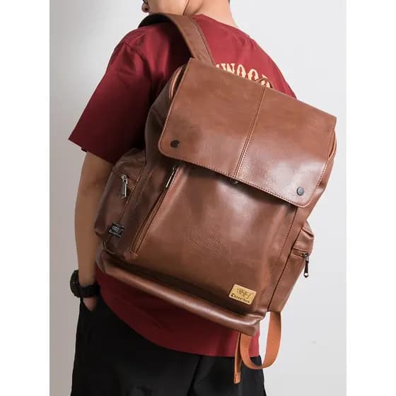 Moda japão coreia mochila de couro do plutônio estudante mochila grande capacidade único computador mochila masculina Ca