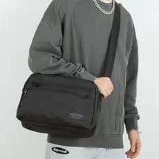 Versão coreana Casual bolsa de ombro de lona de grande capacidade bolsa mensageiro Horizontal masculina tendência da mod