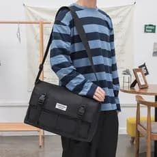 Bolsa de ombro japonesa de lona, bolsa mensageiro masculina de grande capacidade, bolsa de ombro para computador, tendên