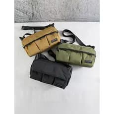 Bolsa de ombro de lona exclusiva para uso de rua, bolsa mensageiro com função de ventilador, bolsa balde com vários bols