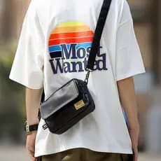 Bolsa mensageiro masculina moda única bolsa de ombro japonesa Casual celular pequena bolsa de ombro na moda couro PU Str