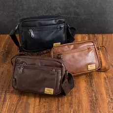 Bolsa mensageiro de couro masculina Casual bolsa de ombro moda japonesa na moda pequena bolsa de ombro quadrada All-Matc