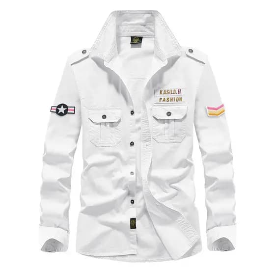 Primavera outono Street Wear puro algodão Workwear camisa Casual camisa masculina de manga comprida All-Match solto roup