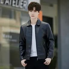 Moda masculina jaqueta de couro da motocicleta jaqueta de couro do plutônio jaqueta masculina estilo fino versão coreana