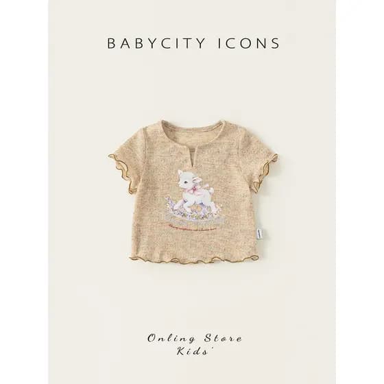 Bebê cidade meninas camiseta de manga curta 2026 verão novo estilo roupas crianças Super agradável topos bebê moda roupa