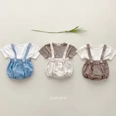 Infantil bonito estilo ocidental terno ins verão puro algodão geral Shorts de manga curta camiseta roupas de passeio de